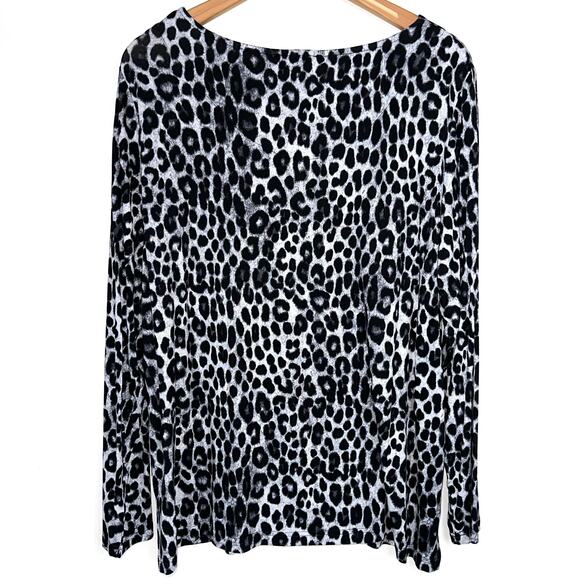 NWT Mario Serrani Long Sleeve Grey Leopard Tunic T-Shirt Size XL - Picture 9 of 13